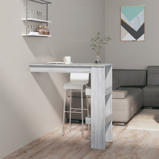 Modern Grey Sonoma Wall-Mounted Bar Table in Engineered Wood