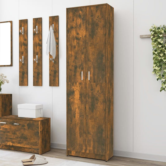 Hallway Wardrobe - Smoked Oak 55x25x189 cm | Engineered Wood by Mafett