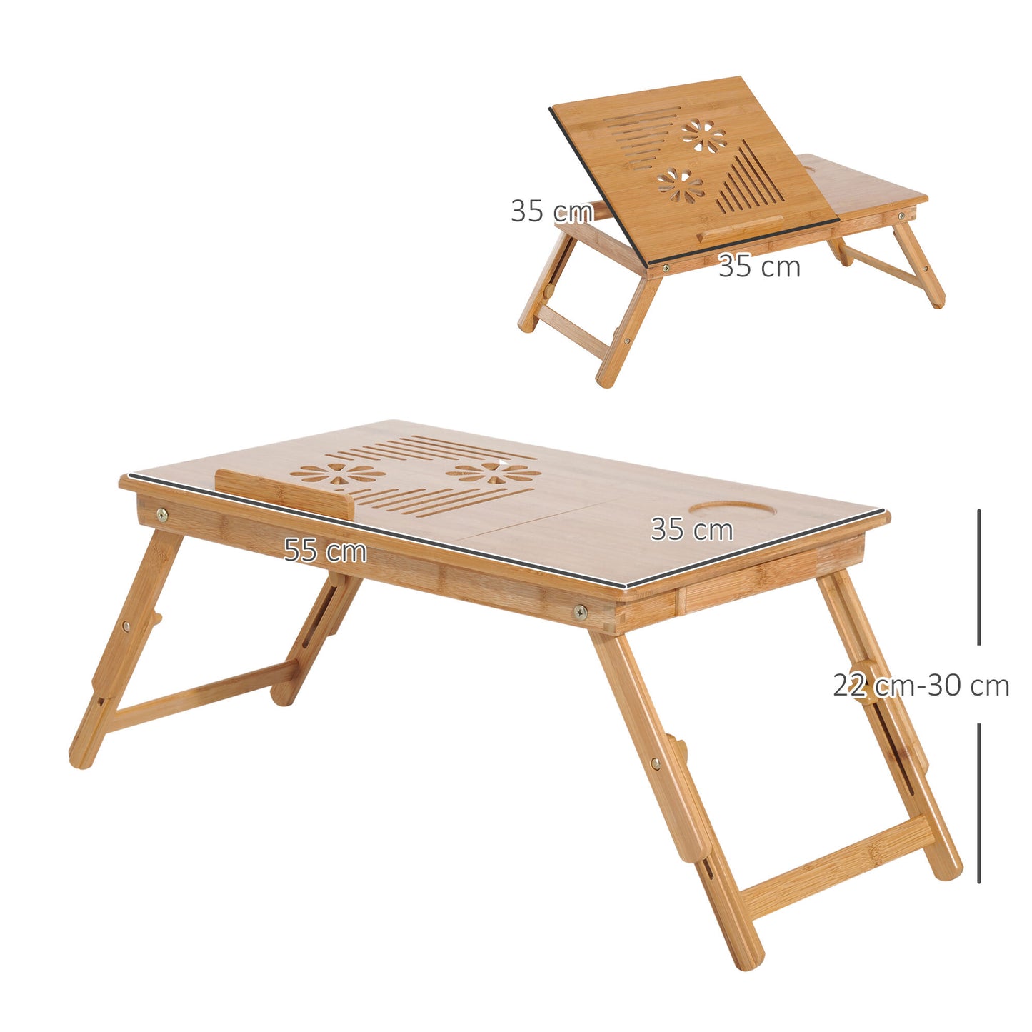 Mafett Adjustable Bamboo Laptop Desk – Portable Notebook Tray with Drawer for Bed or Sofa