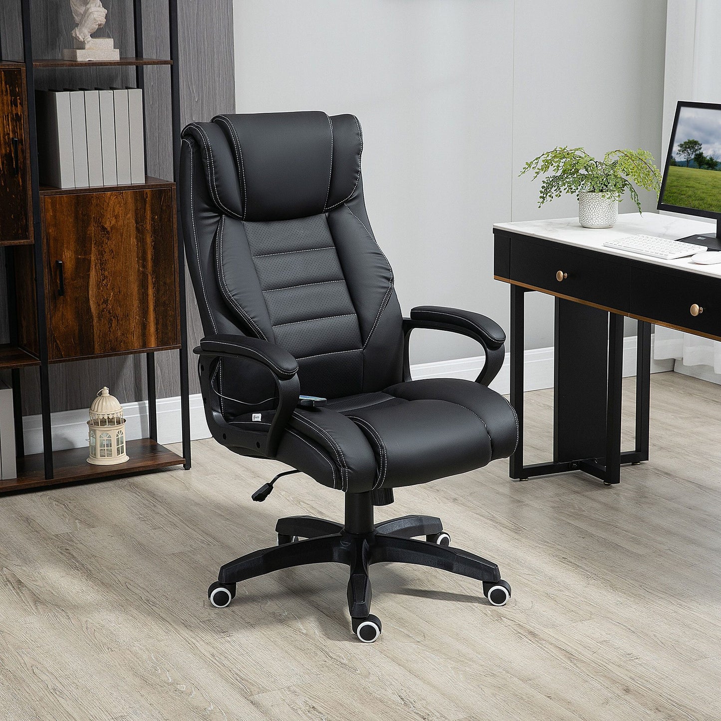 Mafett High-Back Executive Office Chair – Black with 6-Point Vibration Massage by Mafett