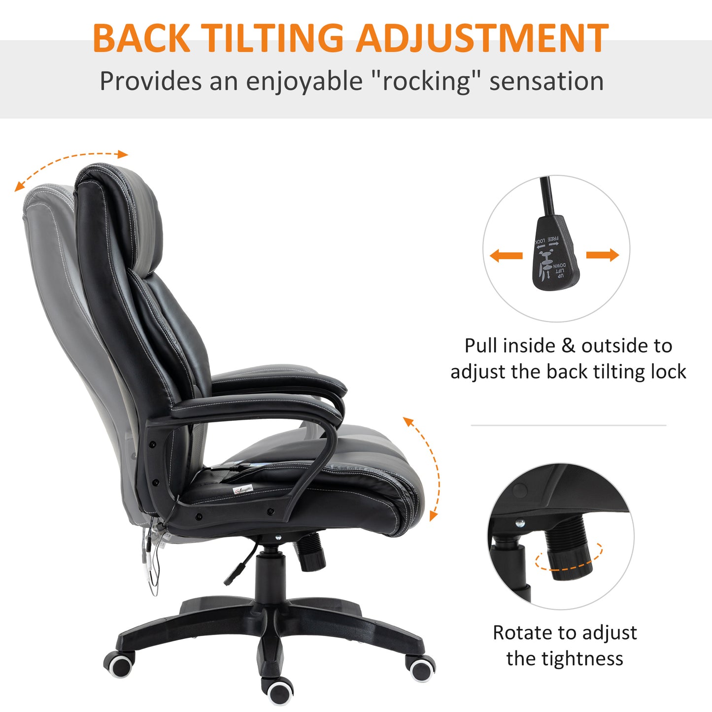 Mafett High-Back Executive Office Chair – Black with 6-Point Vibration Massage by Mafett