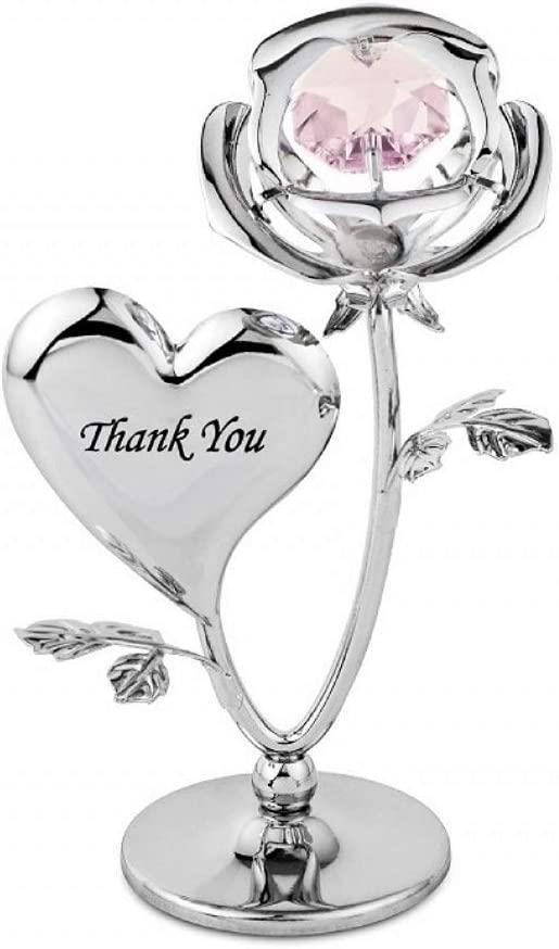 Mafett Rose Crystal Ornament with Swarovski Elements in Pink | Gift-Boxed "Thank You" Edition