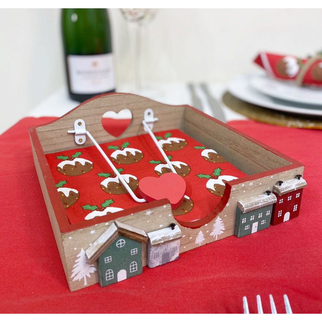 Christmas House Napkin Holder 18cm