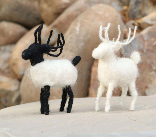 Set of 2 Christmas Felt Reindeer Ornaments | Festive & Charming Decorations