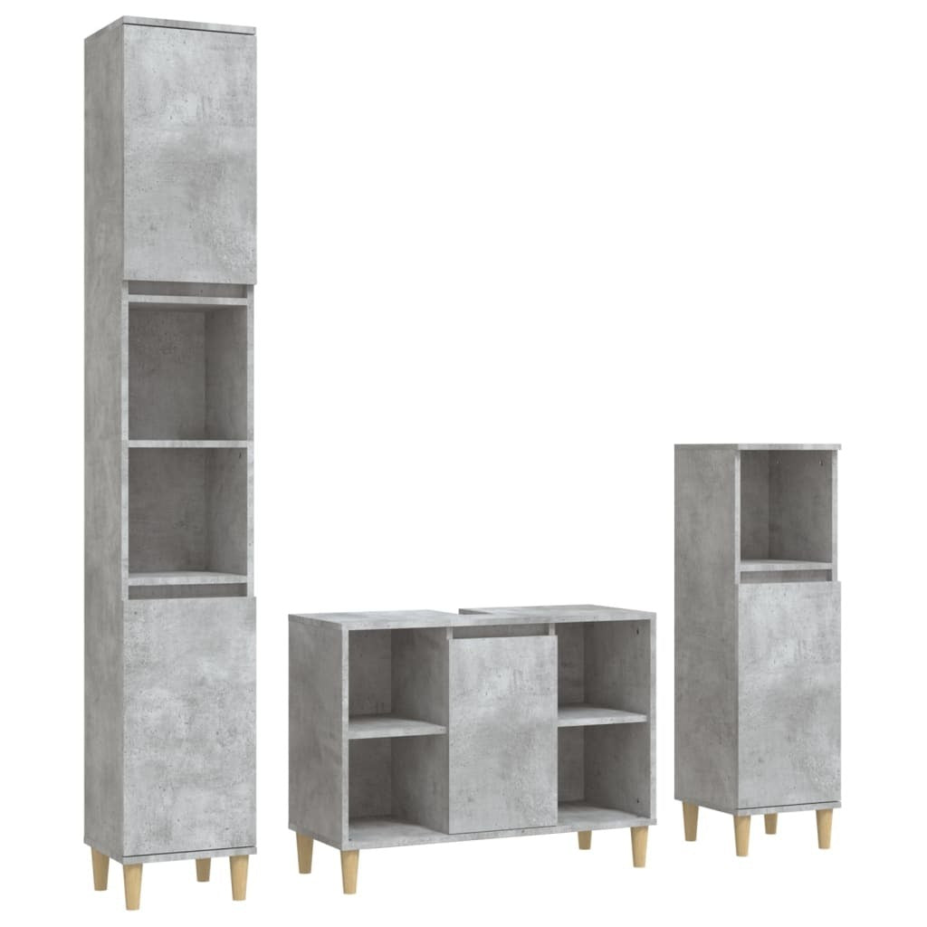 Mafett Bathroom Furniture Set | Contemporary Concrete Grey Engineered Wood Design