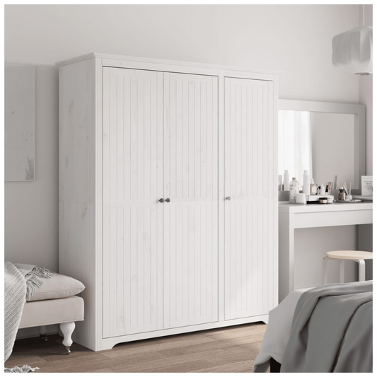 Amiri Wardrobe – Elegant White Solid Pine Wood Design