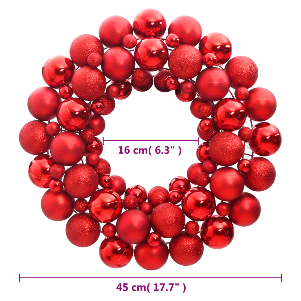 Mafett 45 cm Christmas Wreath | Festive Red Polystyrene Decoration for Holiday Cheer