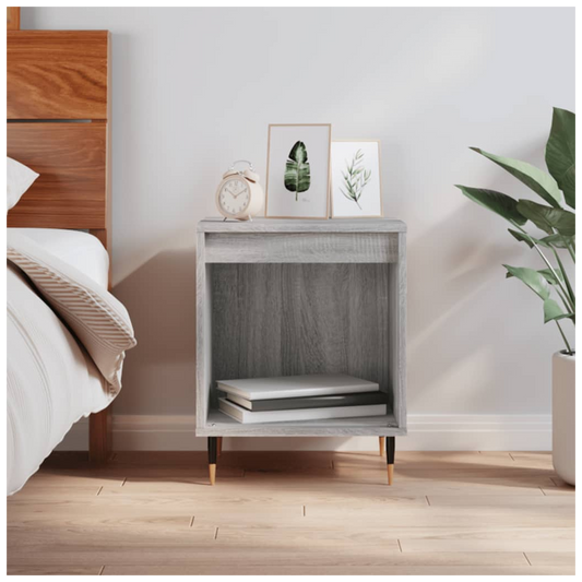 Mafett Stylish Grey Bedside Cabinet | Engineered Wood Design (40 x 35 x 50 cm) for Modern Bedrooms