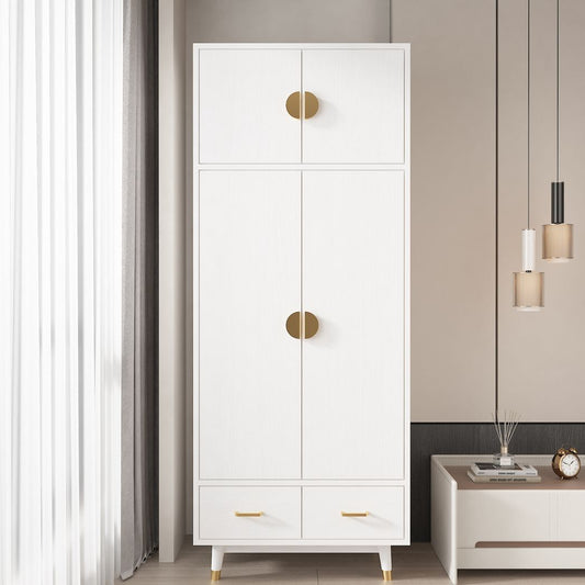 Versailles 4-Door Wardrobe – White Finish with Golden Copper Feet, Elegant Storage Solution