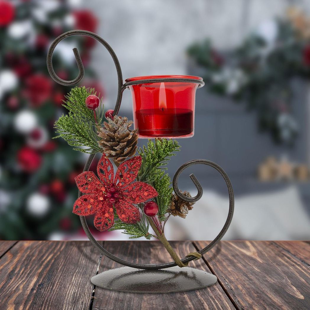 Christmas Candle Holder 3x22cm | Festive Red in PVC Gift Box