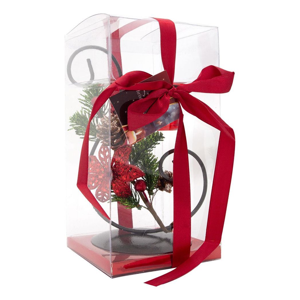 Christmas Candle Holder 3x22cm | Festive Red in PVC Gift Box