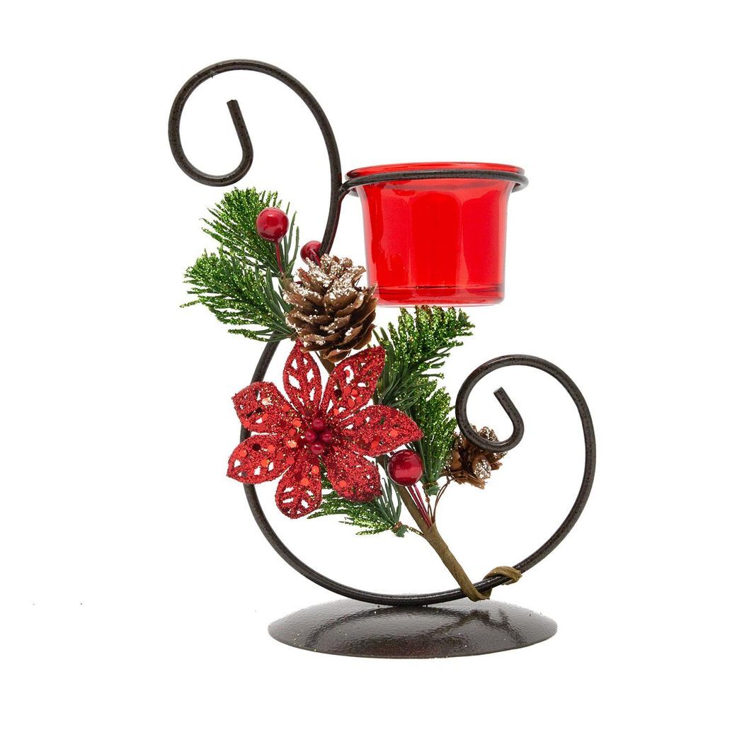 Christmas Candle Holder 3x22cm | Festive Red in PVC Gift Box