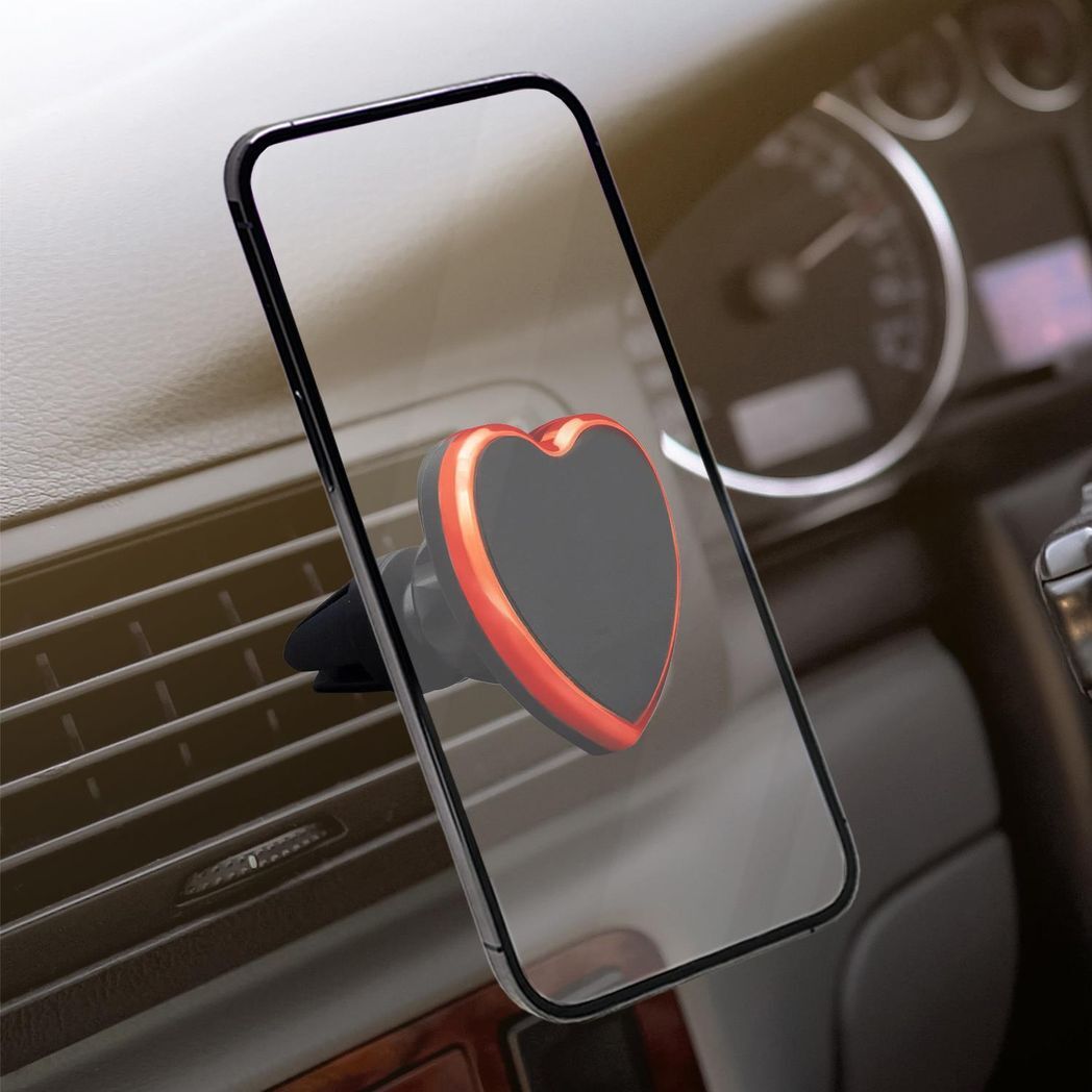 Universal Magnetic Heart-Shaped Phone Car Mount with Secure Grip | Red