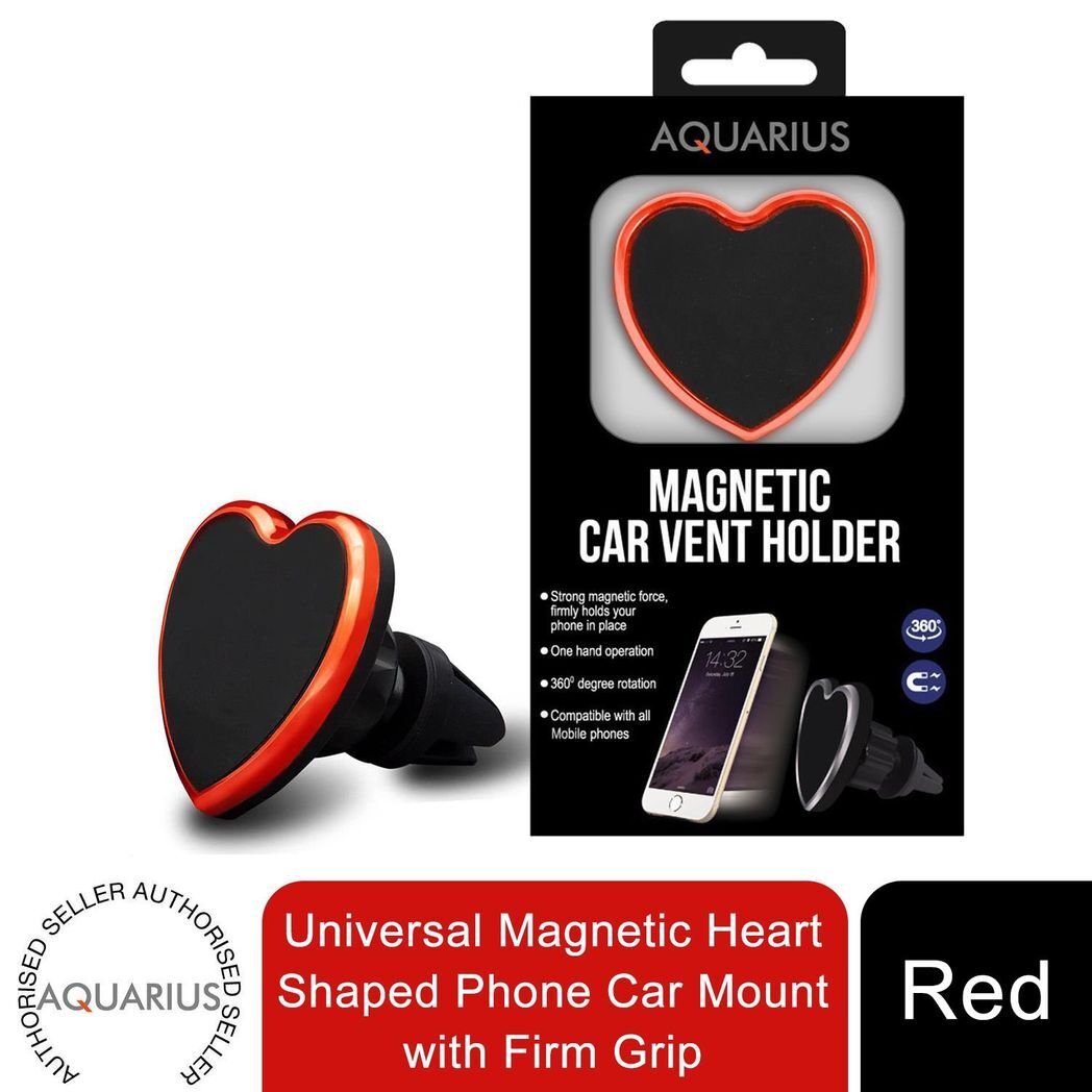 Universal Magnetic Heart-Shaped Phone Car Mount with Secure Grip | Red