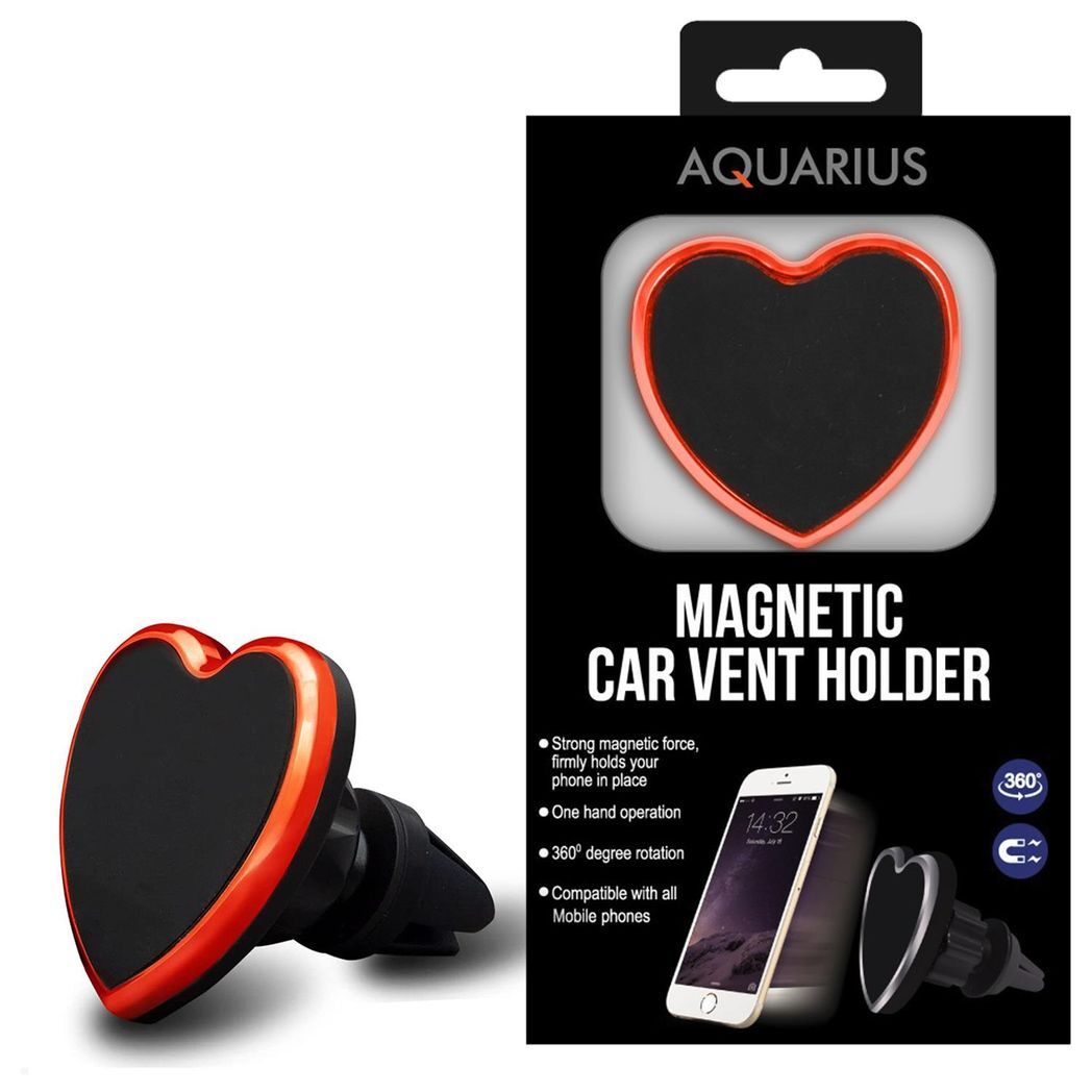 Universal Magnetic Heart-Shaped Phone Car Mount with Secure Grip | Red