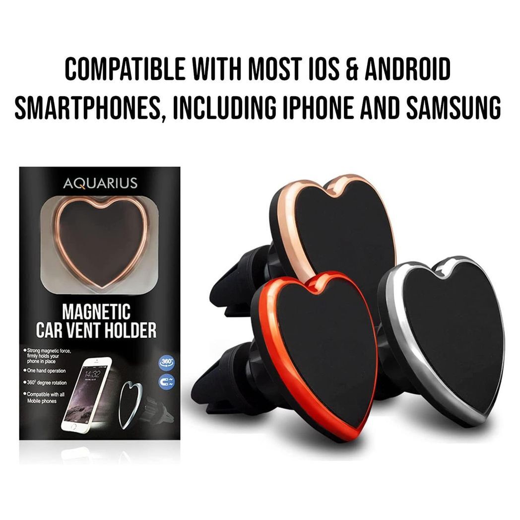 Universal Magnetic Heart-Shaped Phone Car Mount with Secure Grip | Red