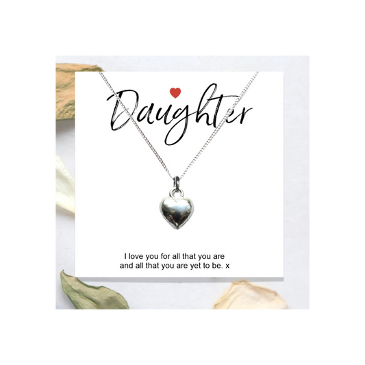 Daughter Message Card with Heart Necklace by Mafett