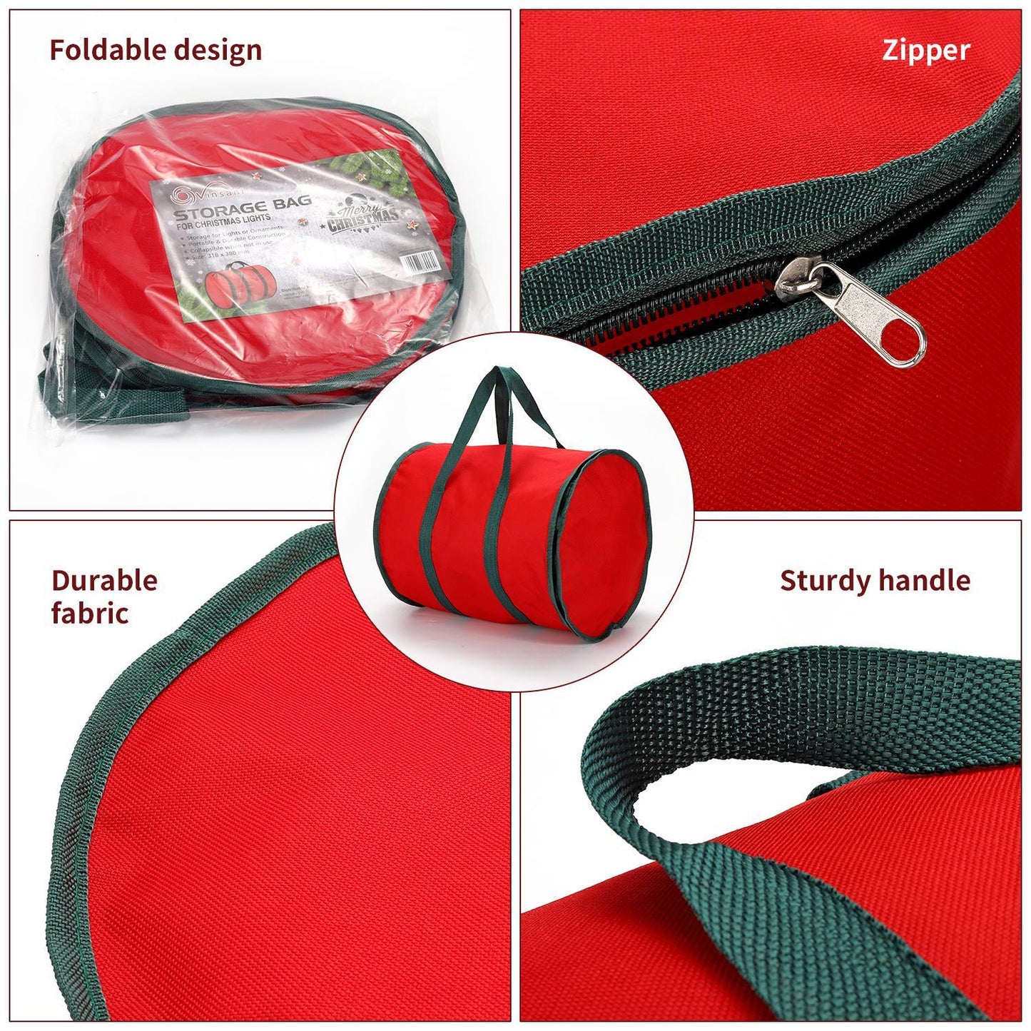 Mafett Red Christmas Lights Storage Bag – Durable Holiday Storage Solution