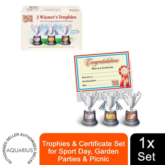 Mafett Aquarius Trophies & Certificate Set for Sport Day, Garden Parties & Picnic