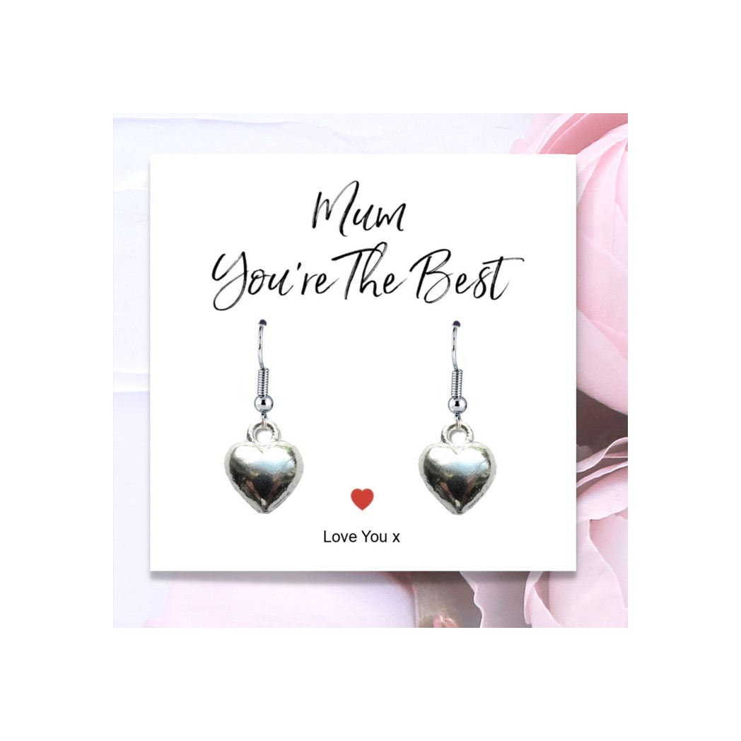 Mafett Mum You're The Best Heart Earrings & Message Card