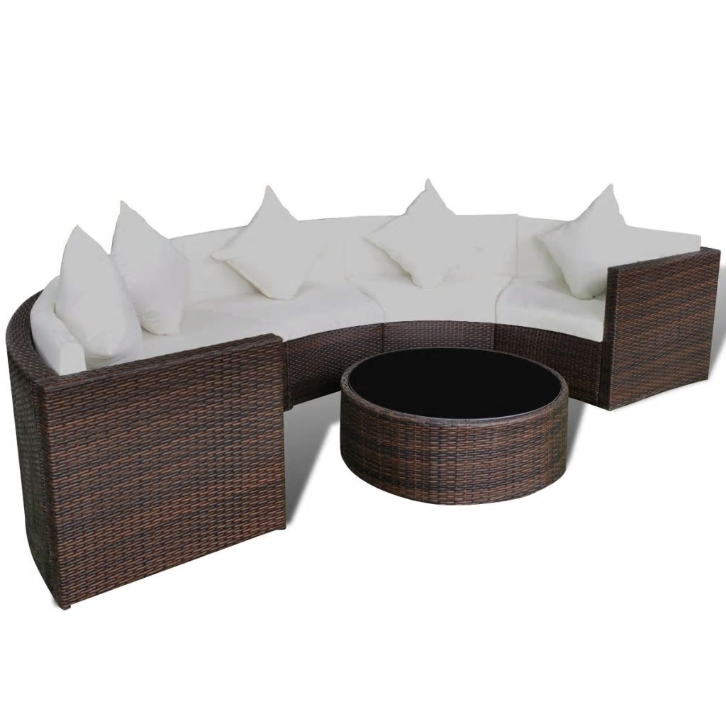 Mafett Luxury 6 Piece Garden Lounge Set with Cushions Poly Rattan Brown