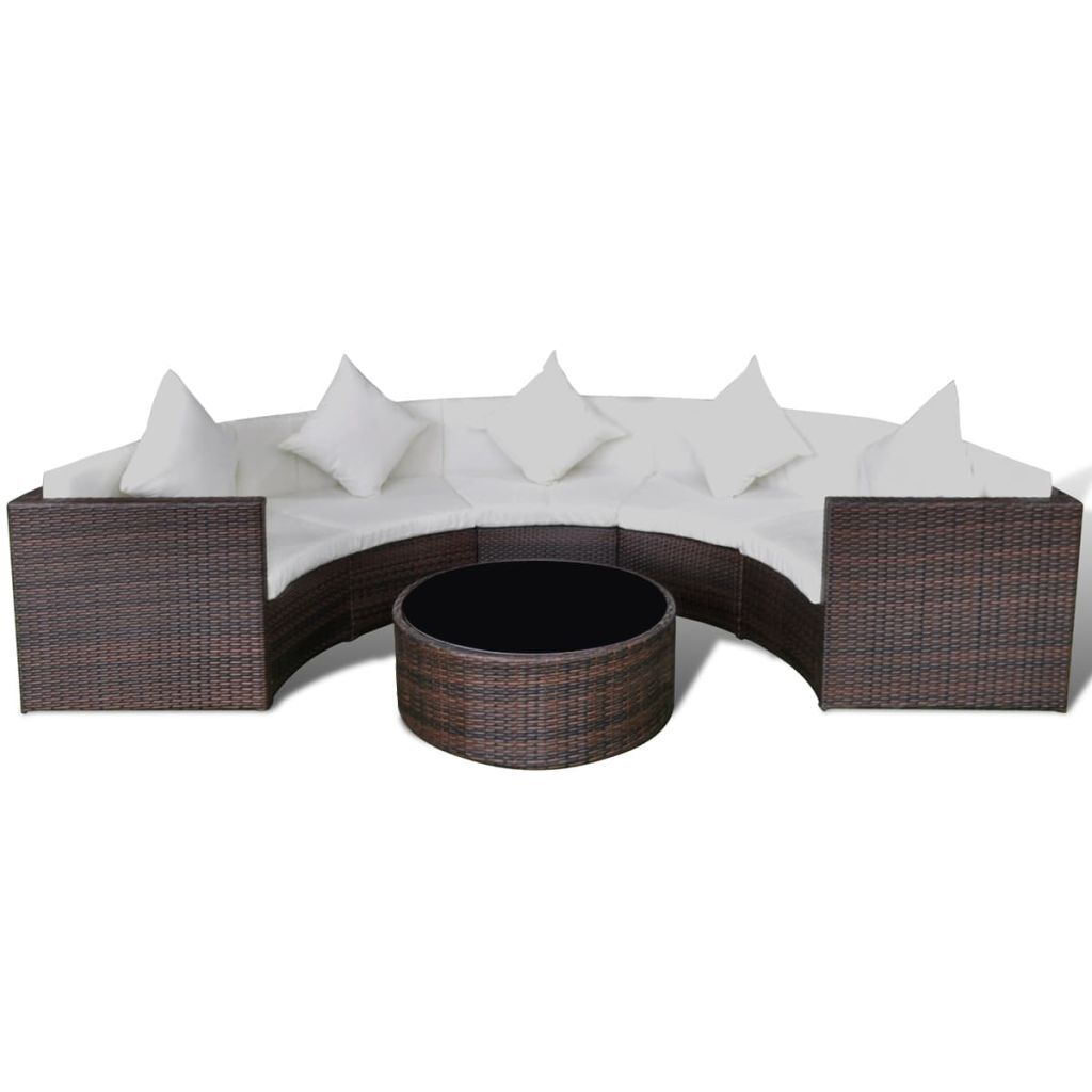 Mafett Luxury 6 Piece Garden Lounge Set with Cushions Poly Rattan Brown