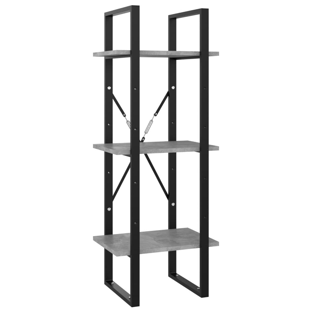 3-Shelf Bookcase - Concrete Grey 40x30x105 cm | Engineered Wood by Mafett