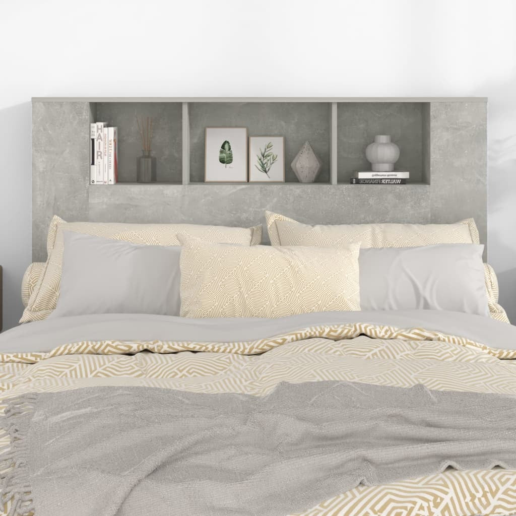 Headboard Storage Unit - Concrete Grey 140x18.5x104.5 cm | by Mafett