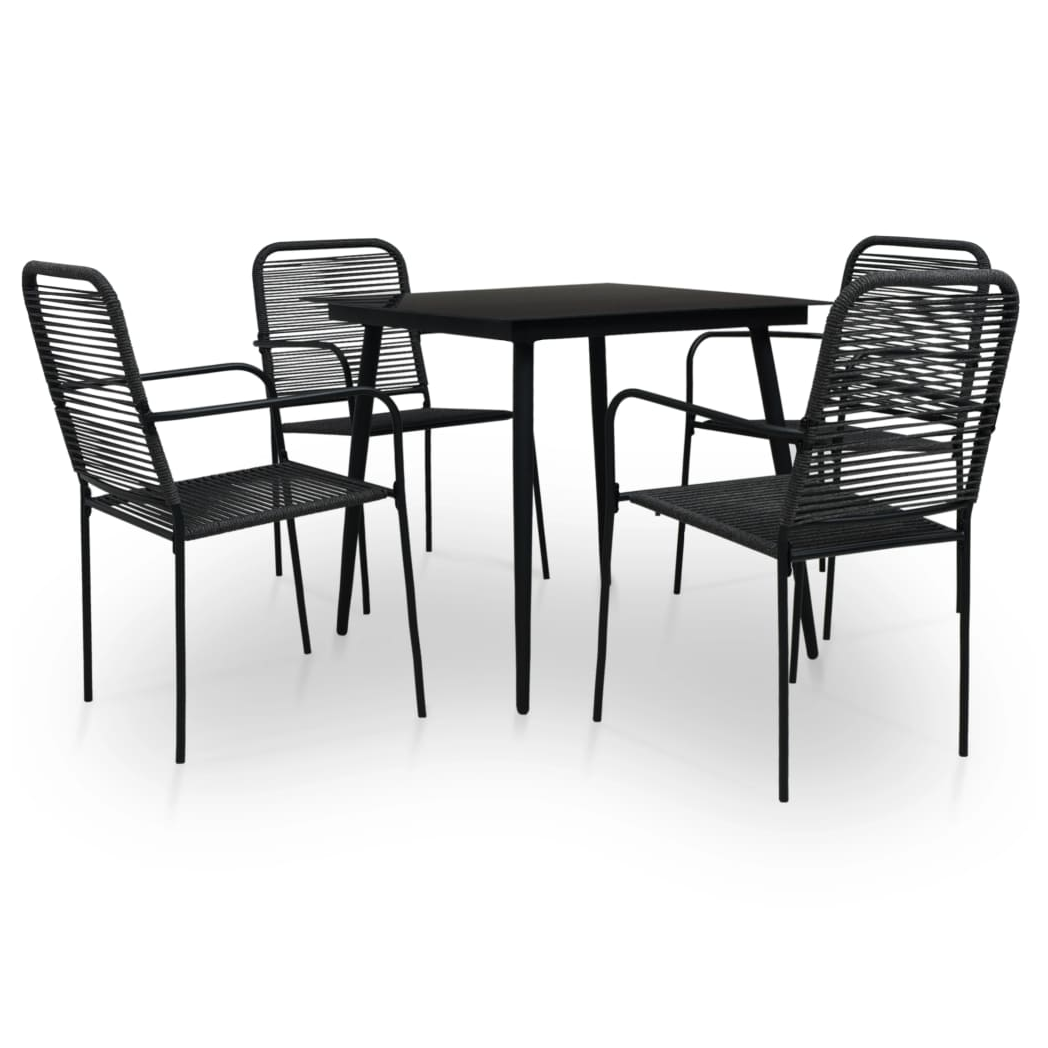 5 Piece Outdoor Dining Set Cotton Rope and Steel Black by Mafett