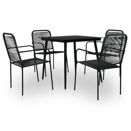 5 Piece Outdoor Dining Set Cotton Rope and Steel Black by Mafett