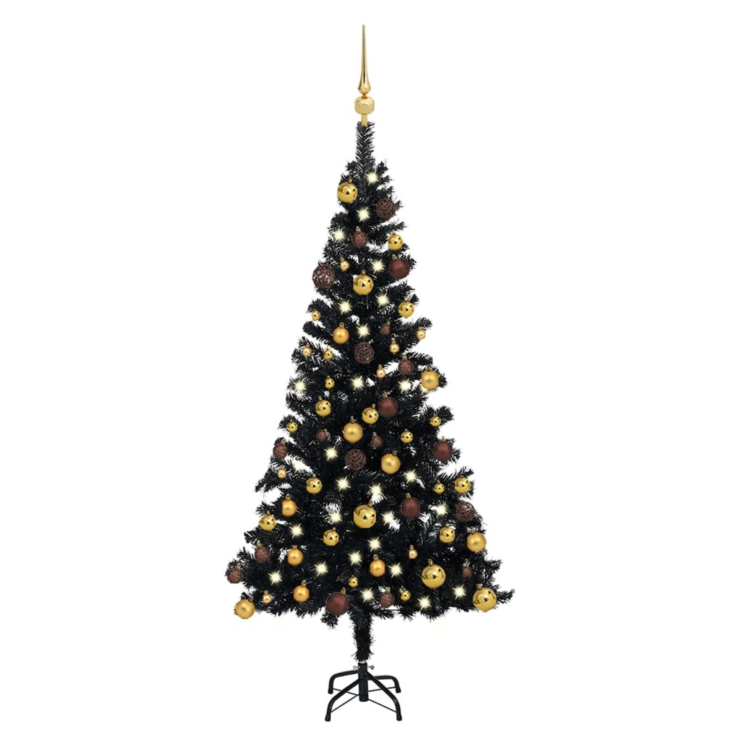 Mafett Artificial Pre-lit Christmas Tree with Ball Set Black 120 cm PVC