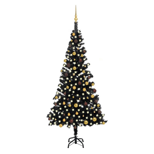 Mafett Artificial Pre-lit Christmas Tree with Ball Set Black 210 cm PVC