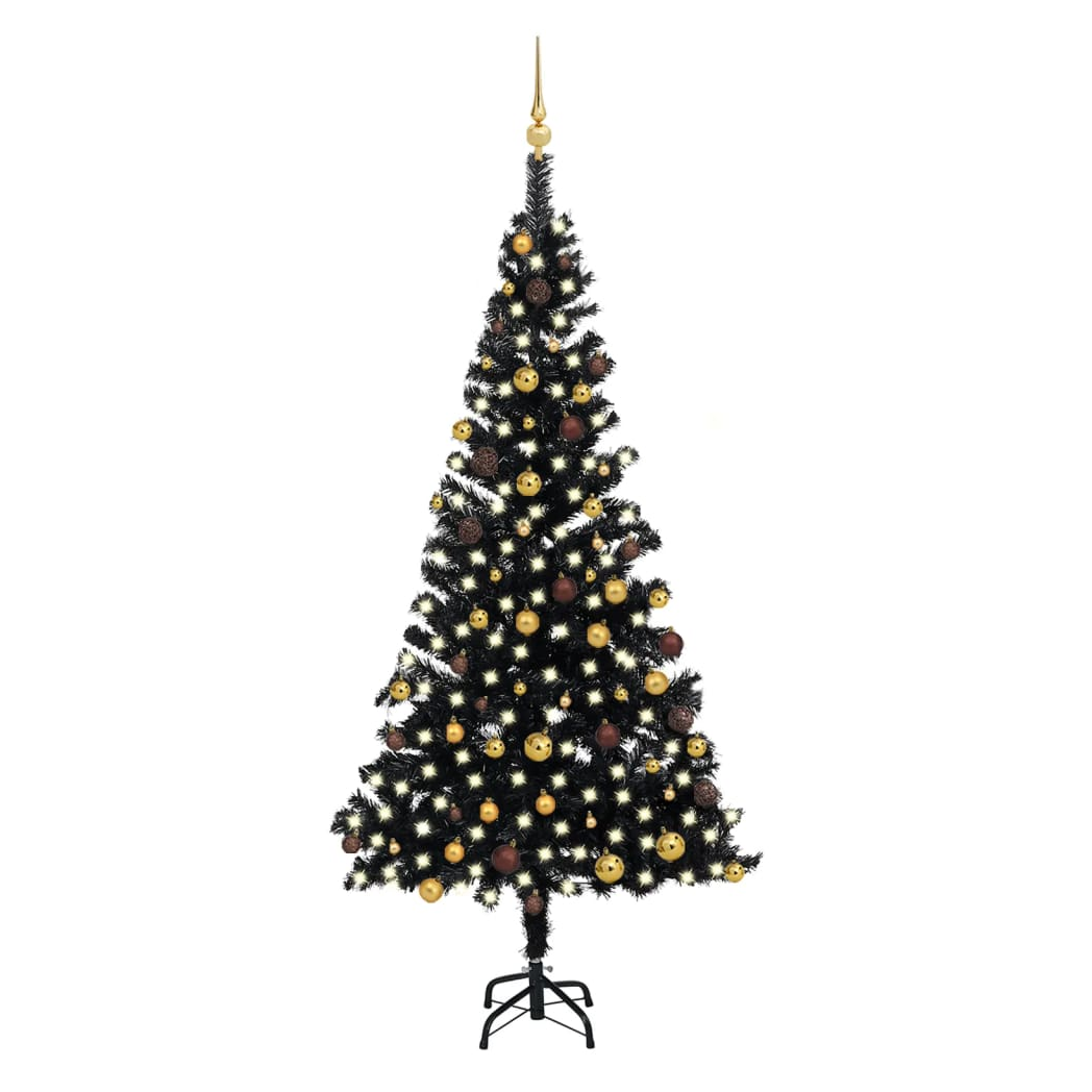 Mafett Artificial Pre-lit Christmas Tree with Ball Set Black 210 cm PVC