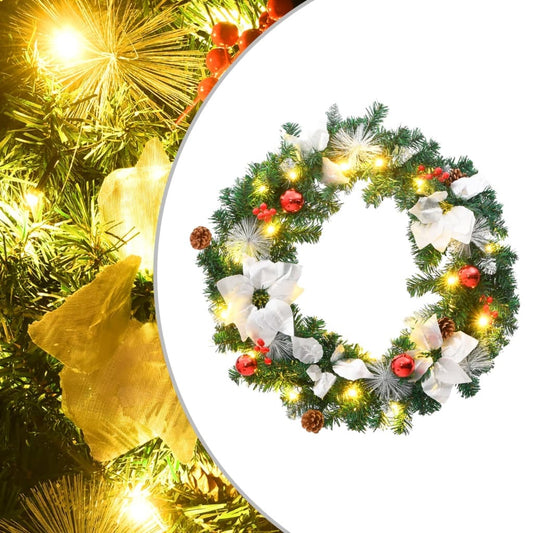 Mafett Christmas Wreath with LED Lights Green 60 cm PVC