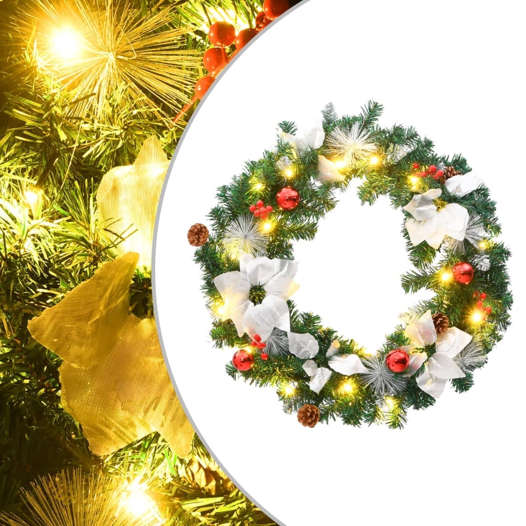 Mafett Christmas Wreath with LED Lights Green 60 cm PVC