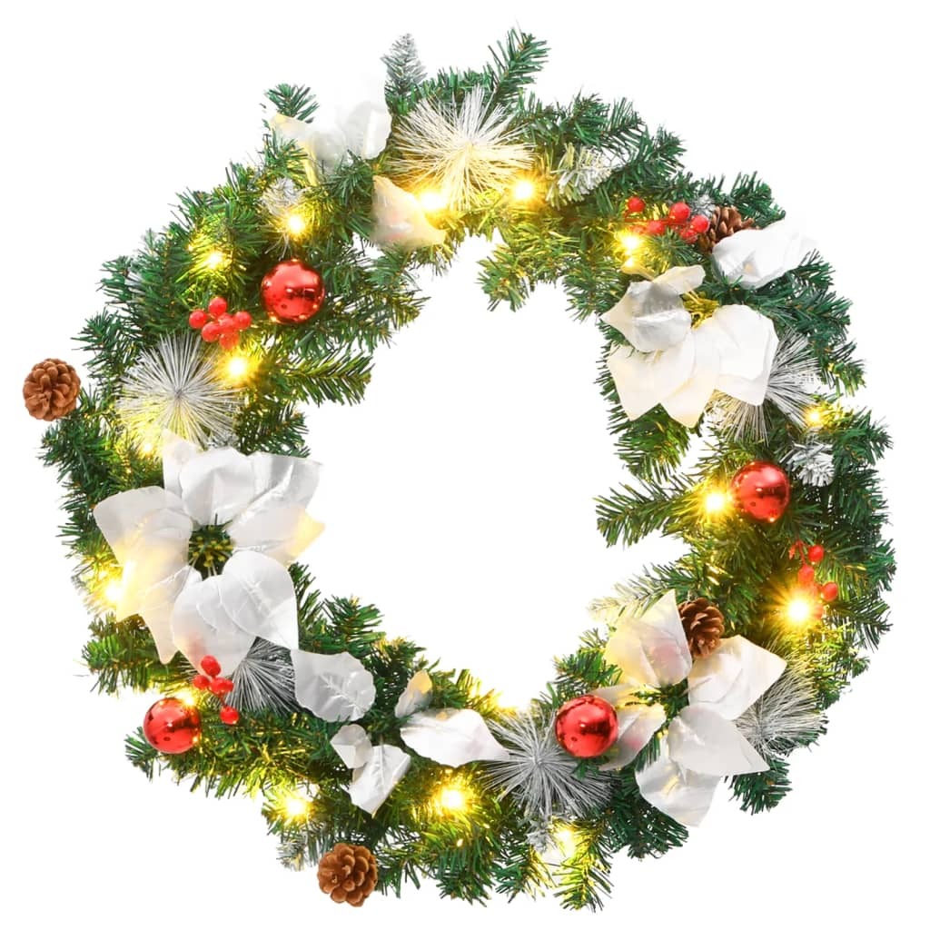 Mafett Christmas Wreath with LED Lights Green 60 cm PVC