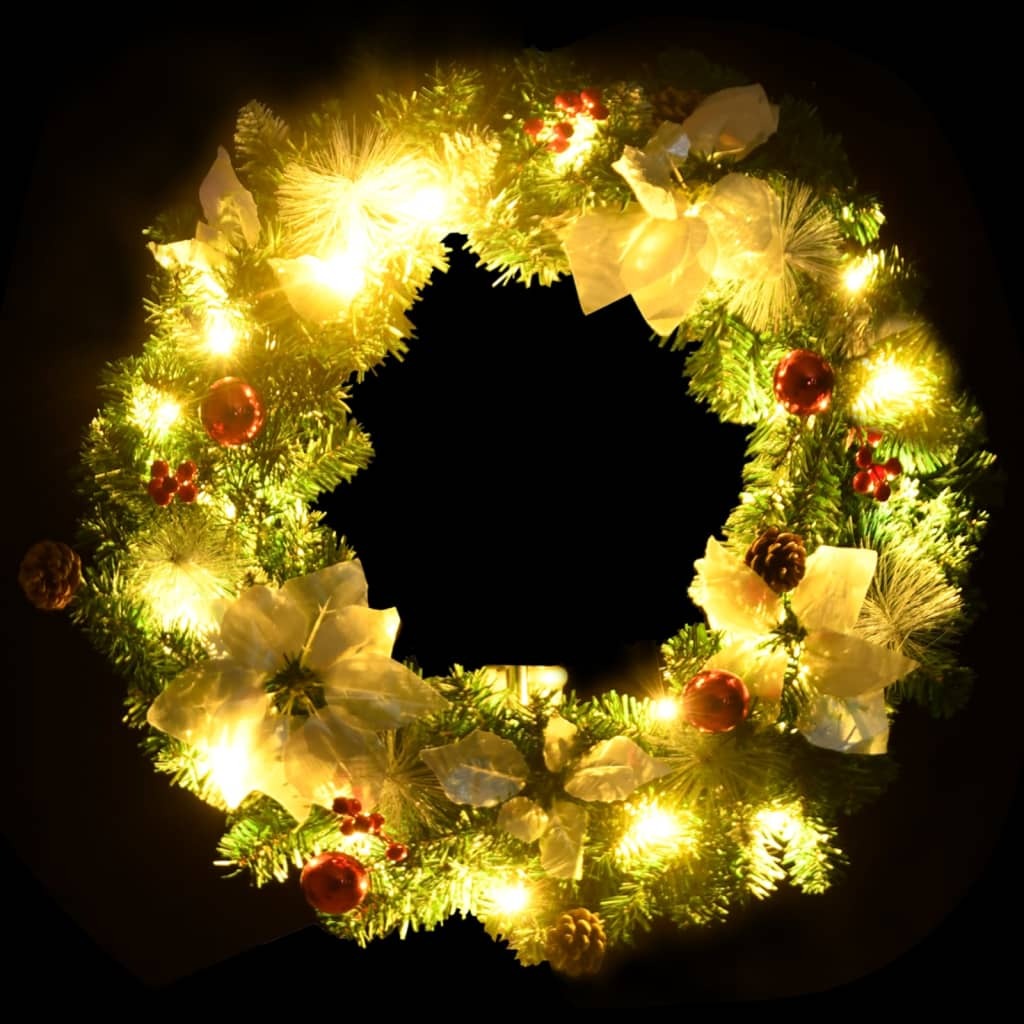 Mafett Christmas Wreath with LED Lights Green 60 cm PVC