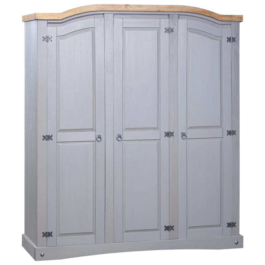 Mafett Wardrobe Mexican Pine Corona Range 3 Doors Grey