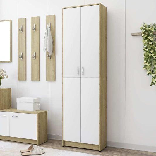 Parma Hallway Wardrobe – White and Sonoma Oak Finish  Engineered Wood