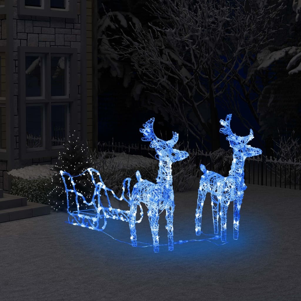 Mafett Reindeers & Sleigh Christmas Decoration 160 LEDs 130 cm Acrylic