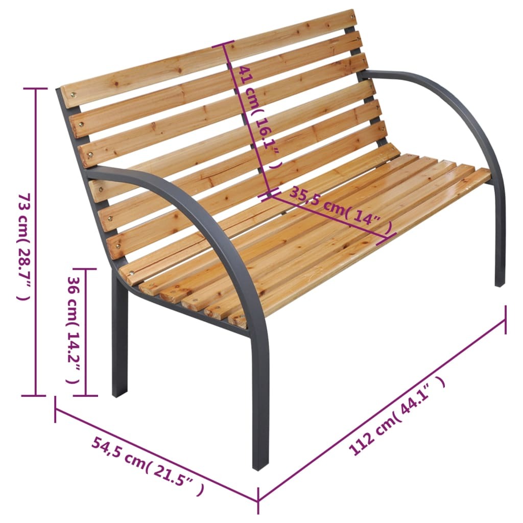 Mafett Garden Bench | 112 cm Solid Fir Wood for Outdoor Comfort and Style